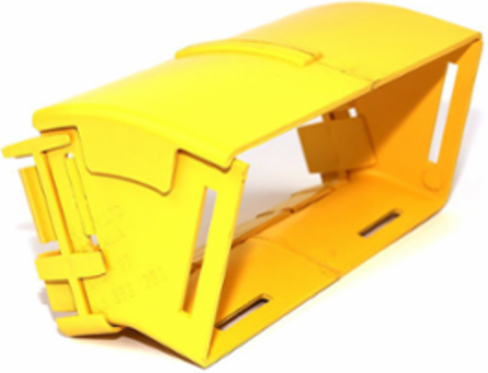 4x8 Inch Vertical Elbow, 30 Degree Down with Cover, Yellow
