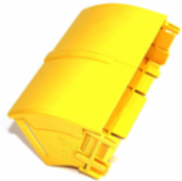 4x8 Vertical Elbow 45 Degree Down with Cover, Yellow, RoHS Compliant