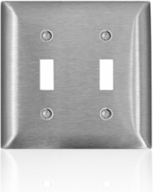 2-Gang Toggle Switch Wallplate, Standard Size, Magnetic 430 Stainless Steel