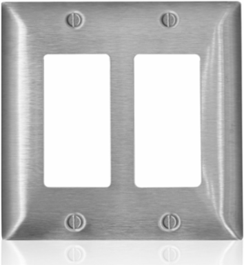 2-Gang Decora Wallplate, Midway Size, Magnetic Stainless Steel, C-Series