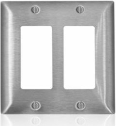 2-Gang Decora Wallplate, Midway Size, Magnetic Stainless Steel, C-Series