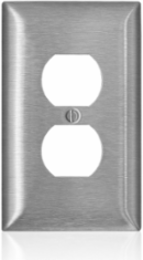 1-Gang Duplex Receptacle Wallplate, Midway Size, Magnetic Stainless Steel, C-Series