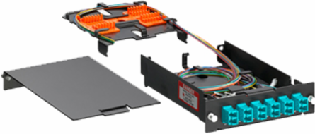 SDX Pigtail Fusion Module with 12-Fiber OM3 Pigtails and 40mm Sleeves