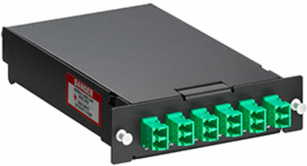 SDX Pigtail Fusion Splice Module, 12-Fiber OS2 LC/APC with 40mm Sleeves