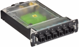 SDX Pigtail Fusion Fiber Splice Module pre-loaded with simplex MPO adapters (6 Ports, Male) and 12-fiber OS2 individual pigtails. Includes heath shrink splice sleeves. Works with all SDX Enclosures