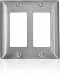 2-Gang C-Series Non-Magnetic Wallplate, Standard Size, 302 Stainless Steel