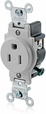 Tamper-Resistant Single Receptacle 15 Amp 125 Volt NEMA 5-15R Gray