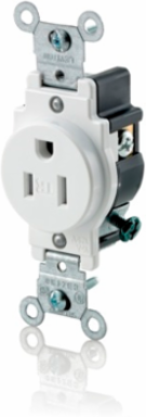Tamper-Resistant Single Receptacle 15 Amp 125 Volt NEMA 5-15R White