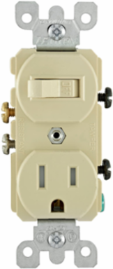 15 Amp Tamper-Resistant Combination Switch and Outlet, 120V, Ivory