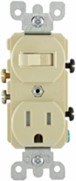 15 Amp Tamper-Resistant Combination Switch and Outlet, 120V, Ivory