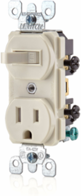15 Amp Tamper-Resistant Outlet/Switch Combo, Light Almond, 120V AC, Duplex Style