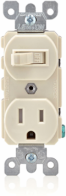 15 Amp Tamper-Resistant Outlet/Switch Combo, Light Almond, 120V AC, Duplex Style