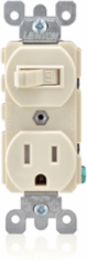 15 Amp Tamper-Resistant Outlet/Switch Combo, Light Almond, 120V AC, Duplex Style