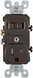 15 Amp Tamper-Resistant Switch/Outlet Combo, Duplex Style, Grounding, Brown