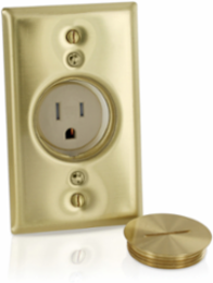 15 Amp Brass Recessed Tamper-Resistant Outlet, NEMA 5-15R, 125 Volt