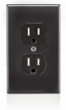 15 Amp Tamper-Resistant Duplex Outlet, 125 Volt, NEMA 5-15R, Grounding, Black