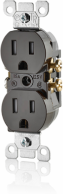 15 Amp Tamper-Resistant Duplex Outlet, 125 Volt, NEMA 5-15R, Grounding, Black