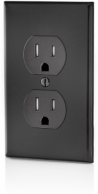 15 Amp Tamper-Resistant Duplex Outlet, 125 Volt, NEMA 5-15R, Grounding, Black