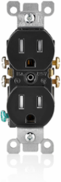 15 Amp Tamper-Resistant Duplex Outlet, 125 Volt, NEMA 5-15R, Grounding, Black