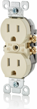 15 Amp Tamper-Resistant Duplex Outlet 125 Volt NEMA 5-15R Grounding Ivory