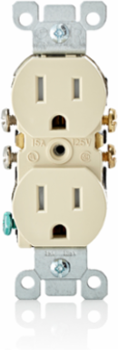 15 Amp Tamper-Resistant Duplex Outlet 125 Volt NEMA 5-15R Grounding Ivory