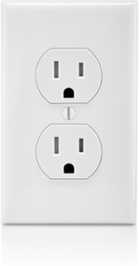 15 Amp Tamper-Resistant Duplex Outlet, 125 Volt, NEMA 5-15R, Grounding, White