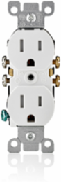 15 Amp Tamper-Resistant Duplex Outlet, 125 Volt, NEMA 5-15R, Grounding, White
