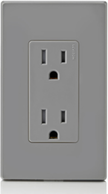 15 Amp Tamper-Resistant Gray Duplex Outlet, 125 Volt, 2-Wire, Quickwire