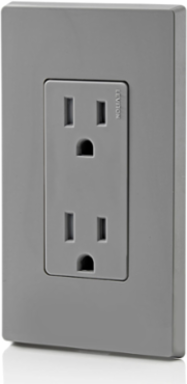 15 Amp Tamper-Resistant Gray Duplex Outlet, 125 Volt, 2-Wire, Quickwire