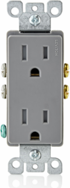 15 Amp Tamper-Resistant Gray Duplex Outlet, 125 Volt, 2-Wire, Quickwire