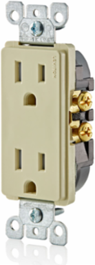 15 Amp Tamper-Resistant Duplex Outlet, 125 Volt, Grounding, Ivory