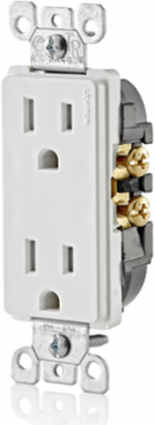 15 Amp Decora Tamper-Resistant Duplex Outlet, Grounding, White, 125 Volt, NEMA 5-15R