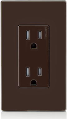 15 Amp Tamper-Resistant Duplex Outlet, 125 Volt, Grounding, Brown