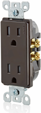 15 Amp Tamper-Resistant Duplex Outlet, 125 Volt, Grounding, Brown