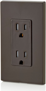 15 Amp Tamper-Resistant Duplex Outlet, 125 Volt, Grounding, Brown