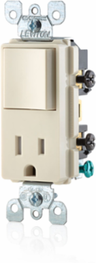 15 Amp Decora Tamper Resistant Switch/Outlet Combination Device, 120 Volt, Light Almond