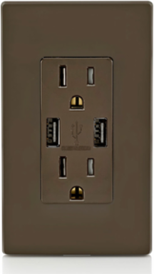 USB Type-A Wall Outlet Charger with 15A Tamper-Resistant Receptacles, 3.6A Charging