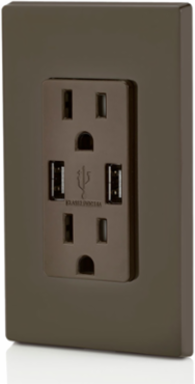 USB Type-A Wall Outlet Charger with 15A Tamper-Resistant Receptacles, 3.6A Charging