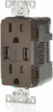USB Type-A Wall Outlet Charger with 15A Tamper-Resistant Receptacles, 3.6A Charging