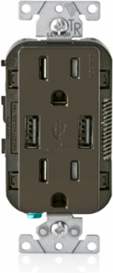 USB Type-A Wall Outlet Charger with 15A Tamper-Resistant Receptacles, 3.6A Charging