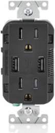 15A Tamper-Resistant Outlet & 3.6A Dual USB Charger, Black