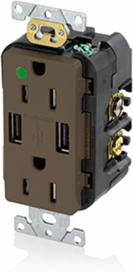 Tamper-Resistant USB Receptacle, 15 Amp, 125 Volt, Hospital Grade