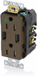 Tamper-Resistant USB Receptacle, 15 Amp, 125 Volt, Hospital Grade