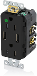 Tamper-Resistant USB Receptacle 15 Amp 125 Volt with 2 Type A USB Ports