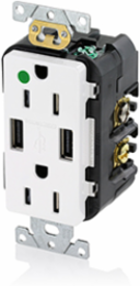 Duplex Tamper-Resistant USB Receptacle 15 Amp, 125 Volt, Heavy-Duty Hospital Grade