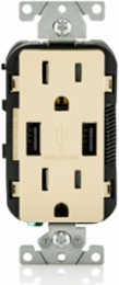 USB Wall Outlet Charger with 15A Tamper-Resistant Receptacles, 3.6A Charging, Ivory