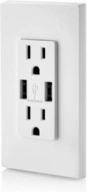 3.6A USB Type A/A Wall Outlet Charger with 15A Tamper-Resistant Receptacle