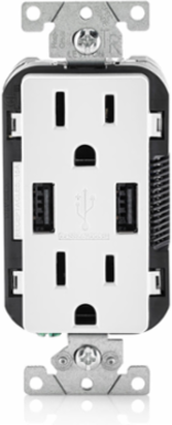 3.6A USB Type A/A Wall Outlet Charger with 15A Tamper-Resistant Receptacle