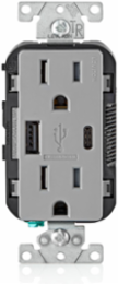 5.1A USB Wall Outlet Charger with 15A Tamper-Resistant Outlet, Gray