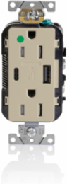 Heavy-Duty Hospital Grade Duplex Receptacle, 15 Amp, 125 Volt, USB Ports